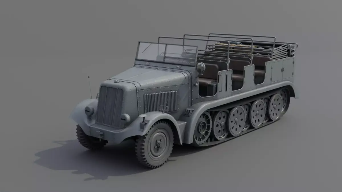 SdKfz7 Halftracked Artillery Tractor Low-poly 3D model