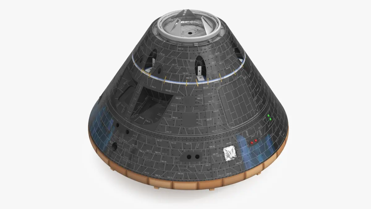 Spacecraft Crew Capsule with Heat Shield Black 3D model