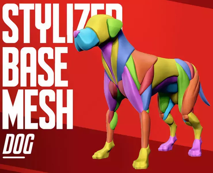 Stylized Basemesh Dog 3D model