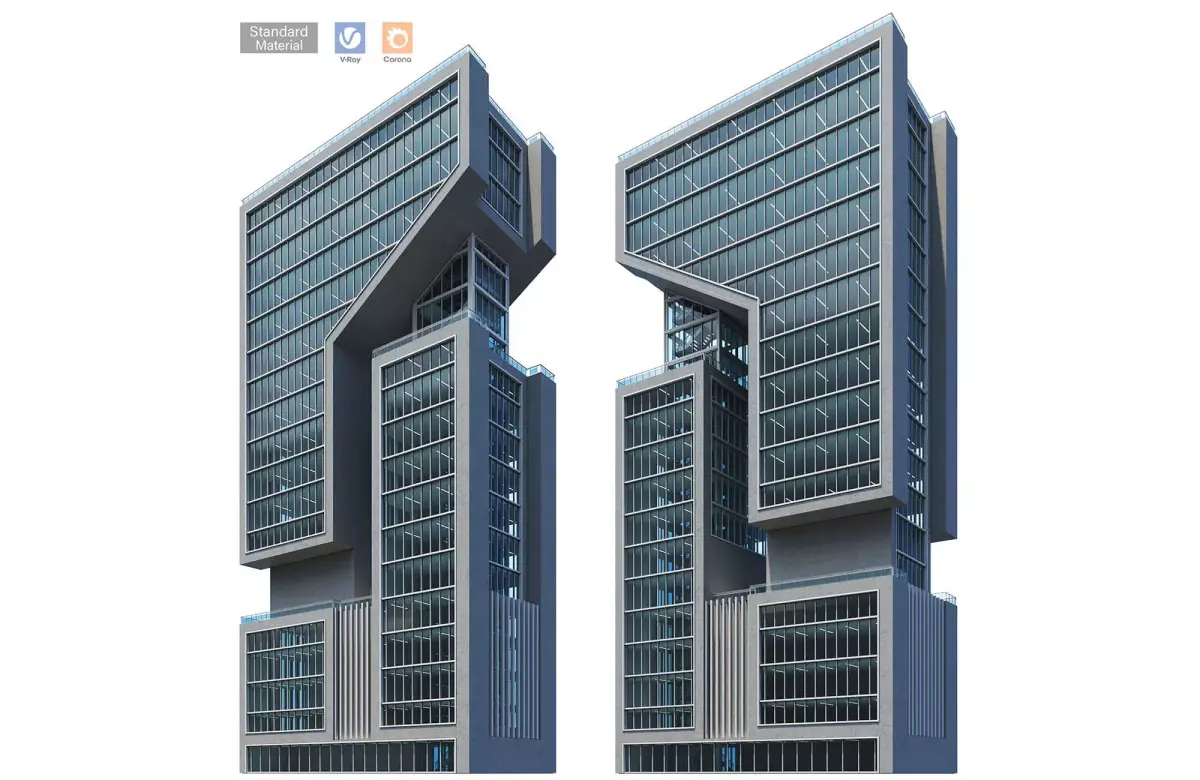 Modern building 018 tower and skyscraper Low-poly 3D model