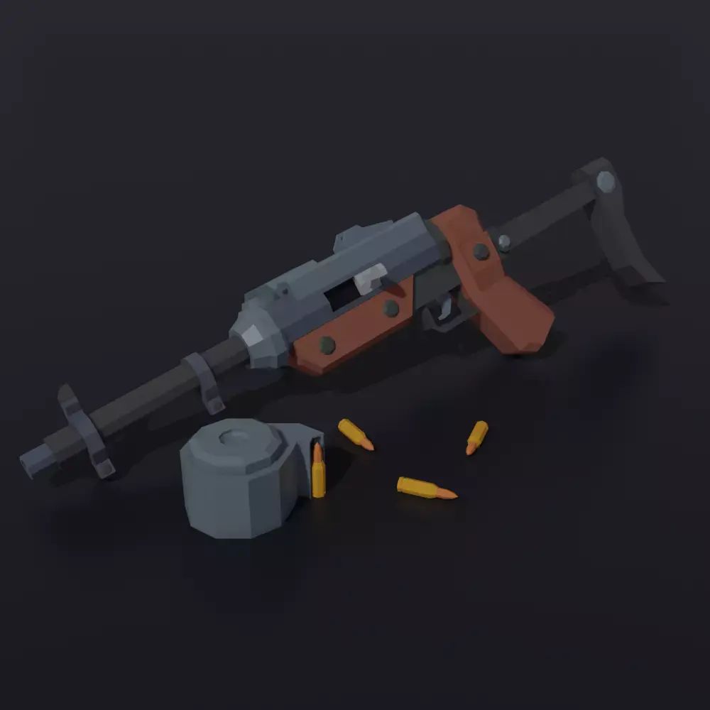  Post apocalyptic self-made sub-machinegun Low Poly style Low-poly 3D model