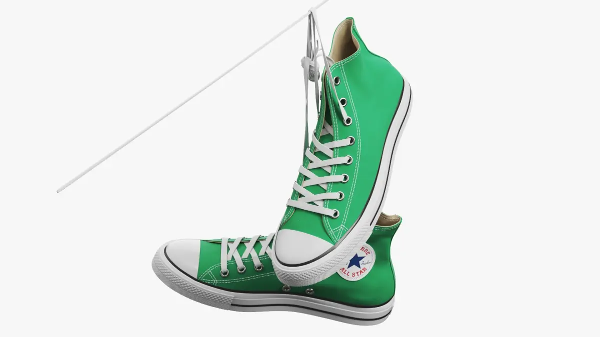 Green Converse All Star Sneakers Suspended by Laces 3D model