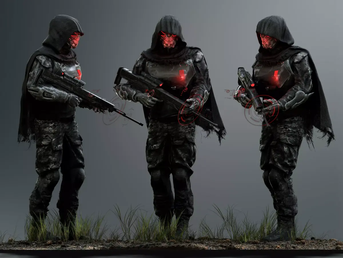 Sci Fi Sniper Soldier Low-poly 3D model