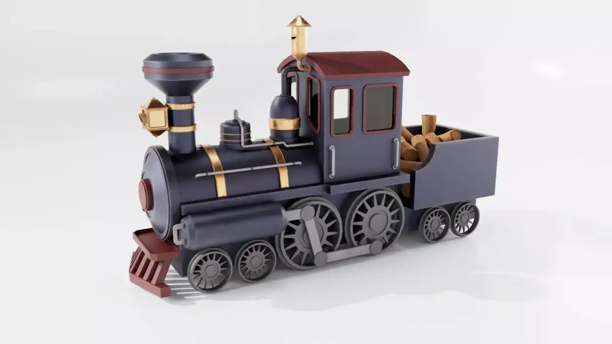 Train Carrying Wood Low-poly 3D model