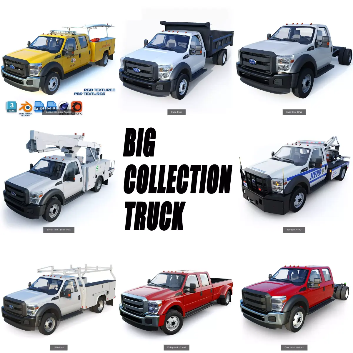 Big collection truck  3D Model Pack