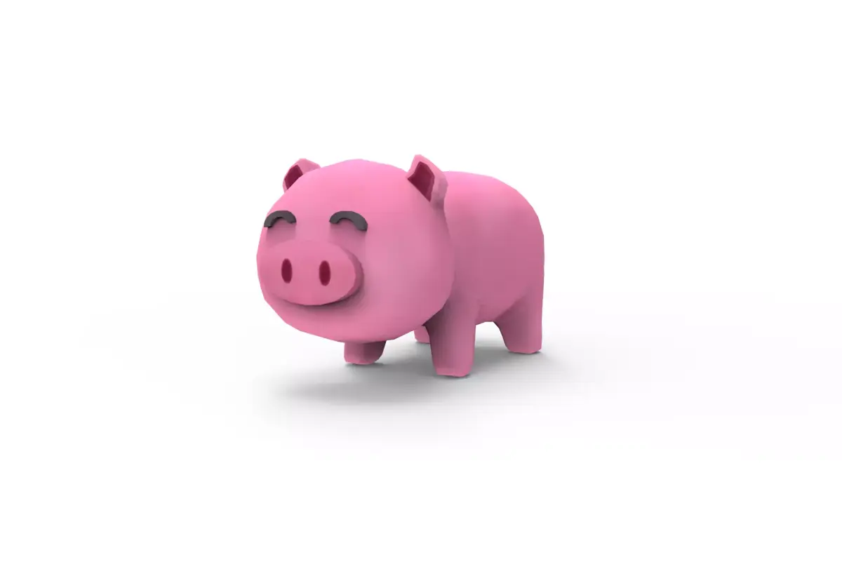 Pig - cartoon style Low-poly 3D model