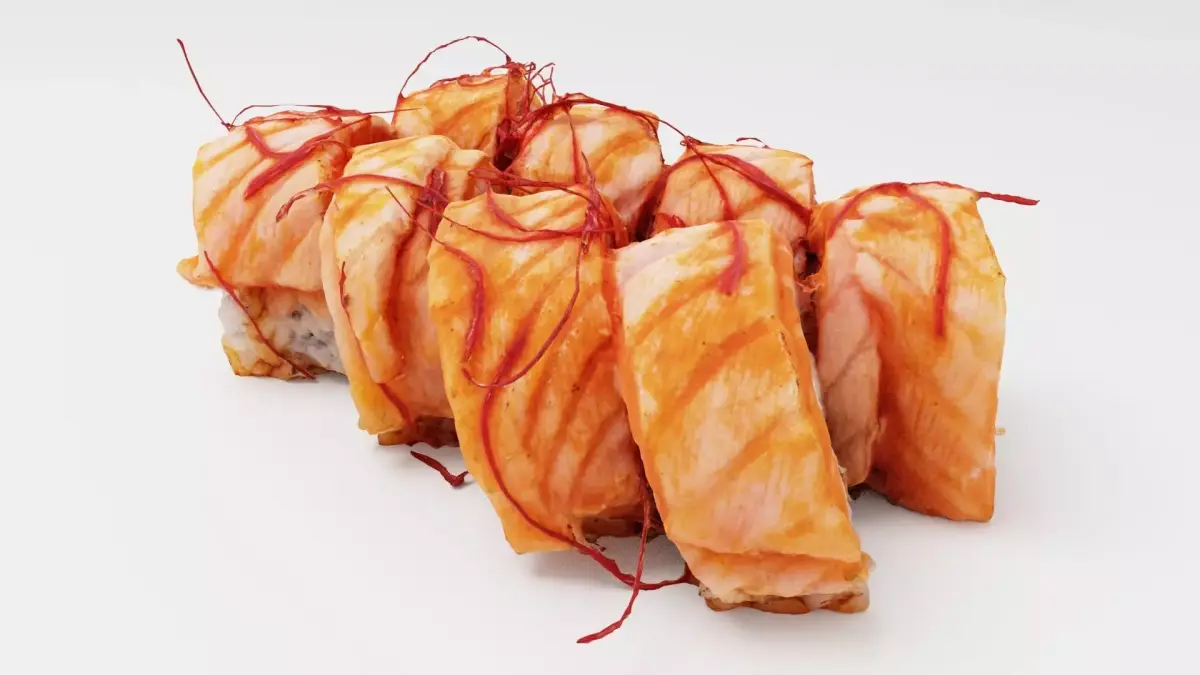 Sushi Rolls with tataki salmon and chili pepper threads  3D model