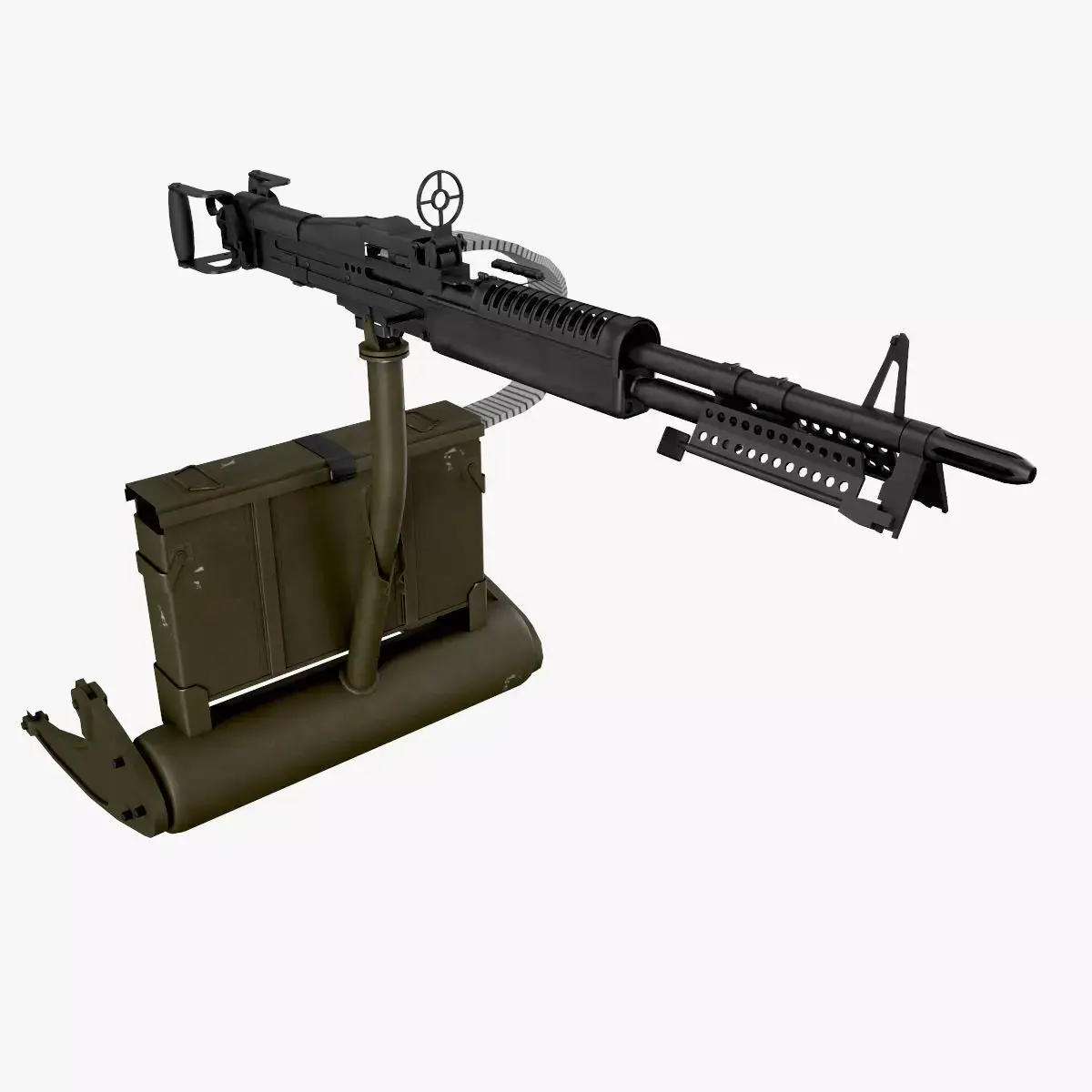 Machine Gun M-60D With Helicopter Mount Low-poly 3D model