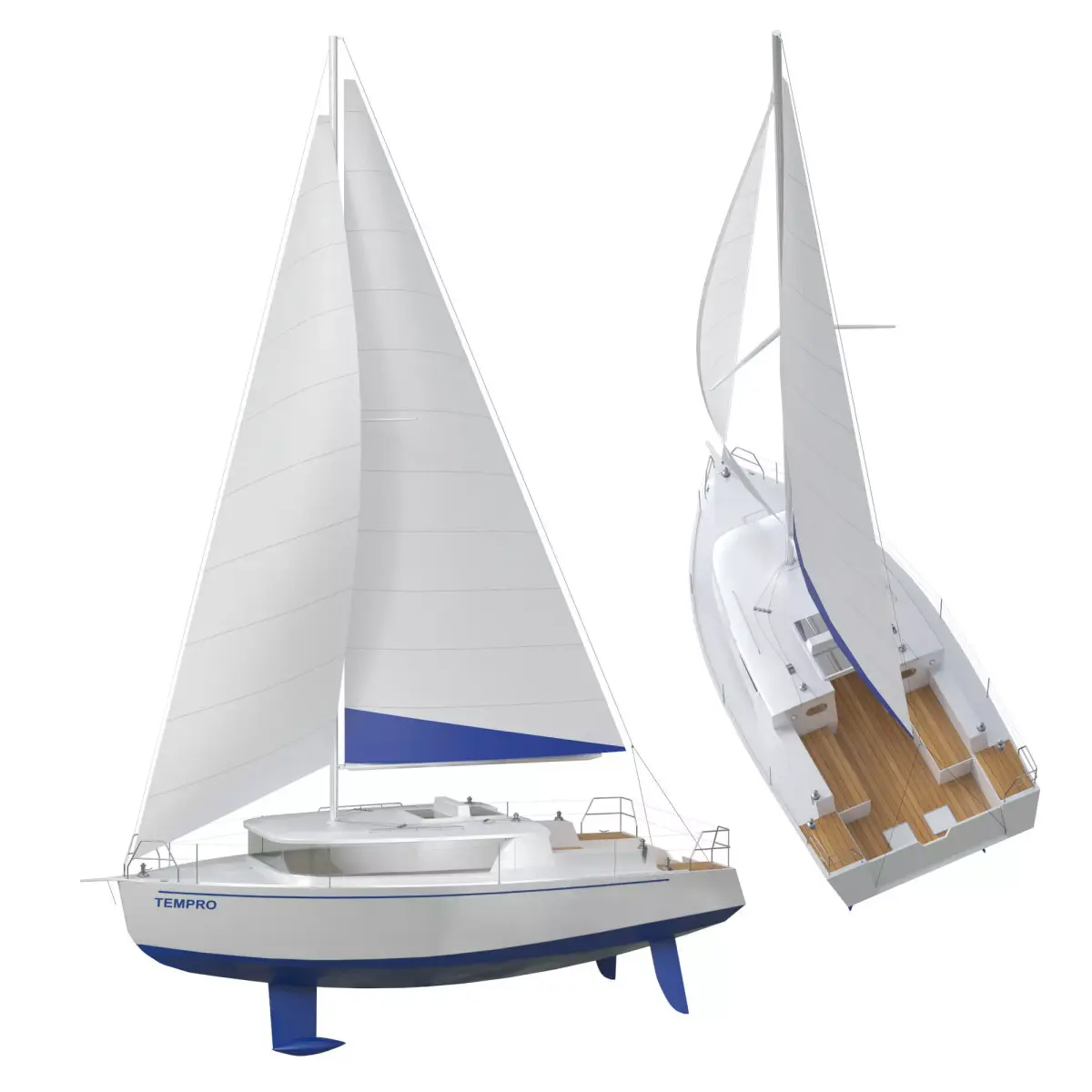 White Sailing Yacht 3D model
