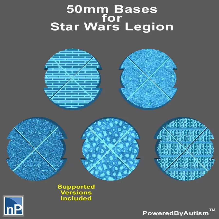 50mm Notched Round Bases for Miniatures - Pack 2 Free 3D print model