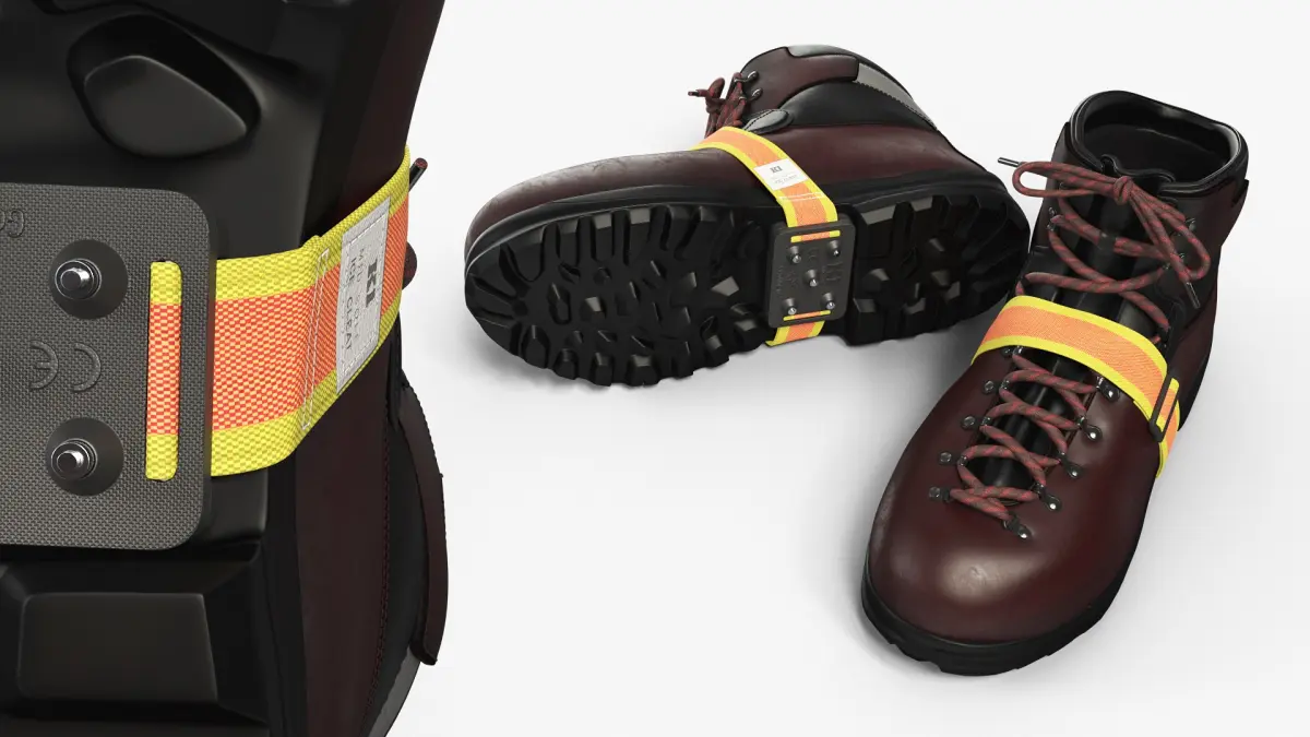Intrinsically Safe Ice Cleats on Hiking Boots Scarpa 3D model