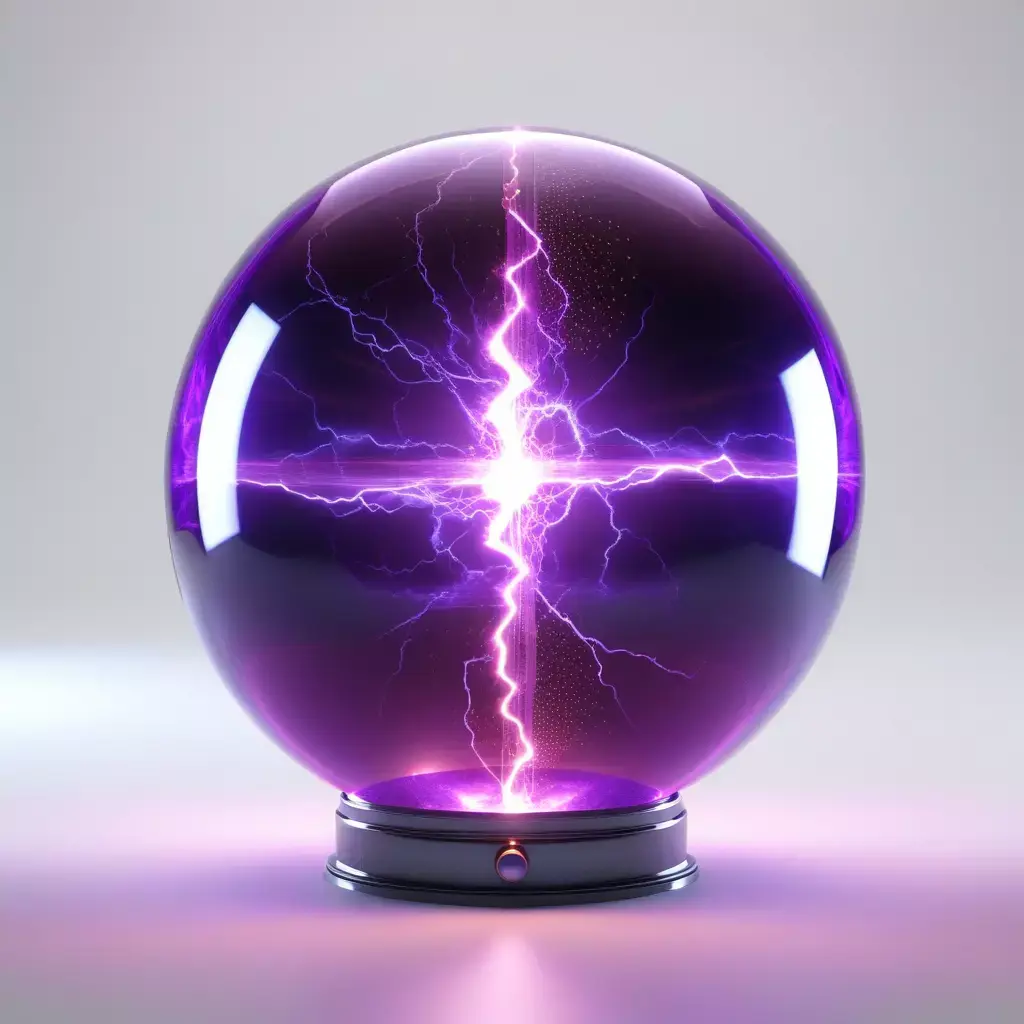 Glowing Plasma Ball with Purple Lightning 3D model