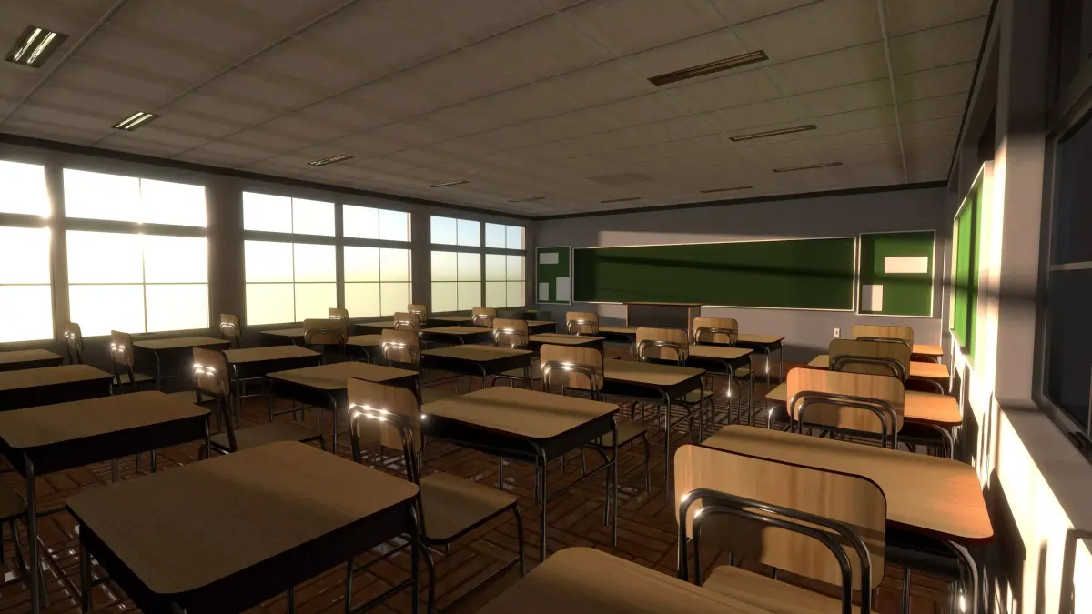 Based - Anime School Room 3D Model - V1 - Source model Free 3D model