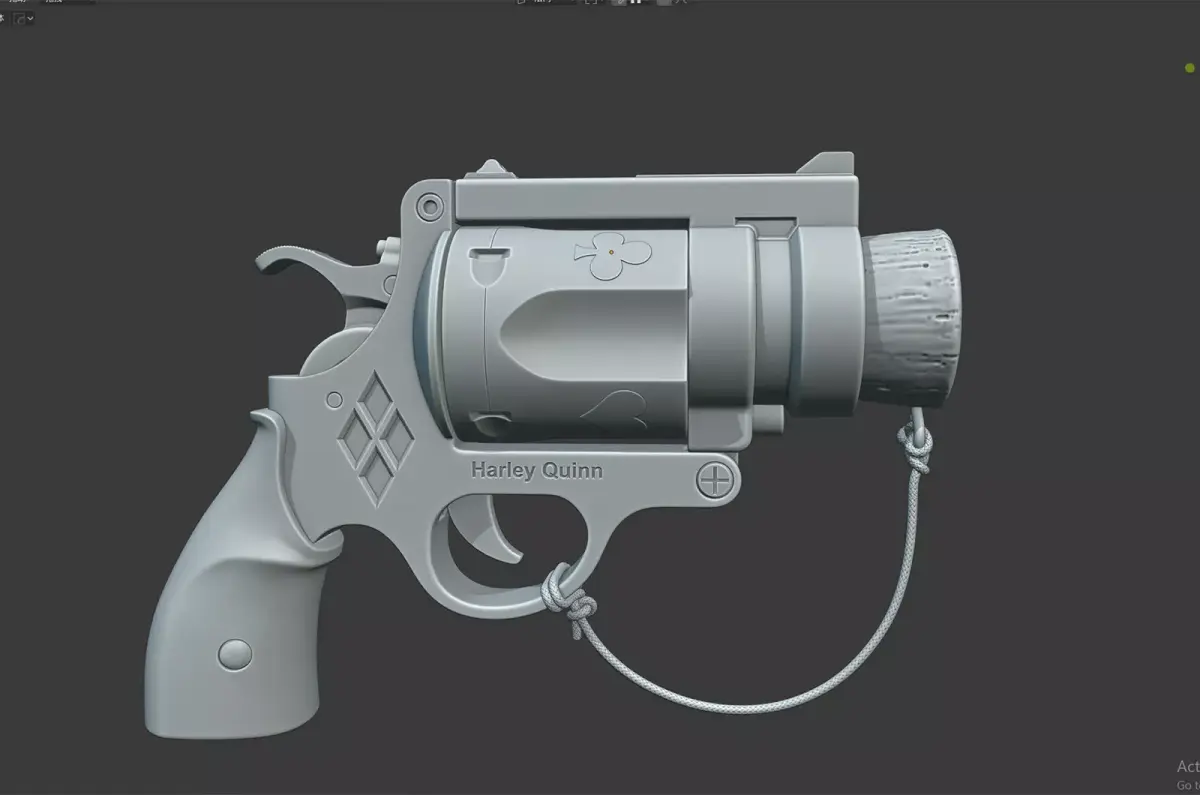 Harley Quinn Cork Pop Gun blender high model 3D model