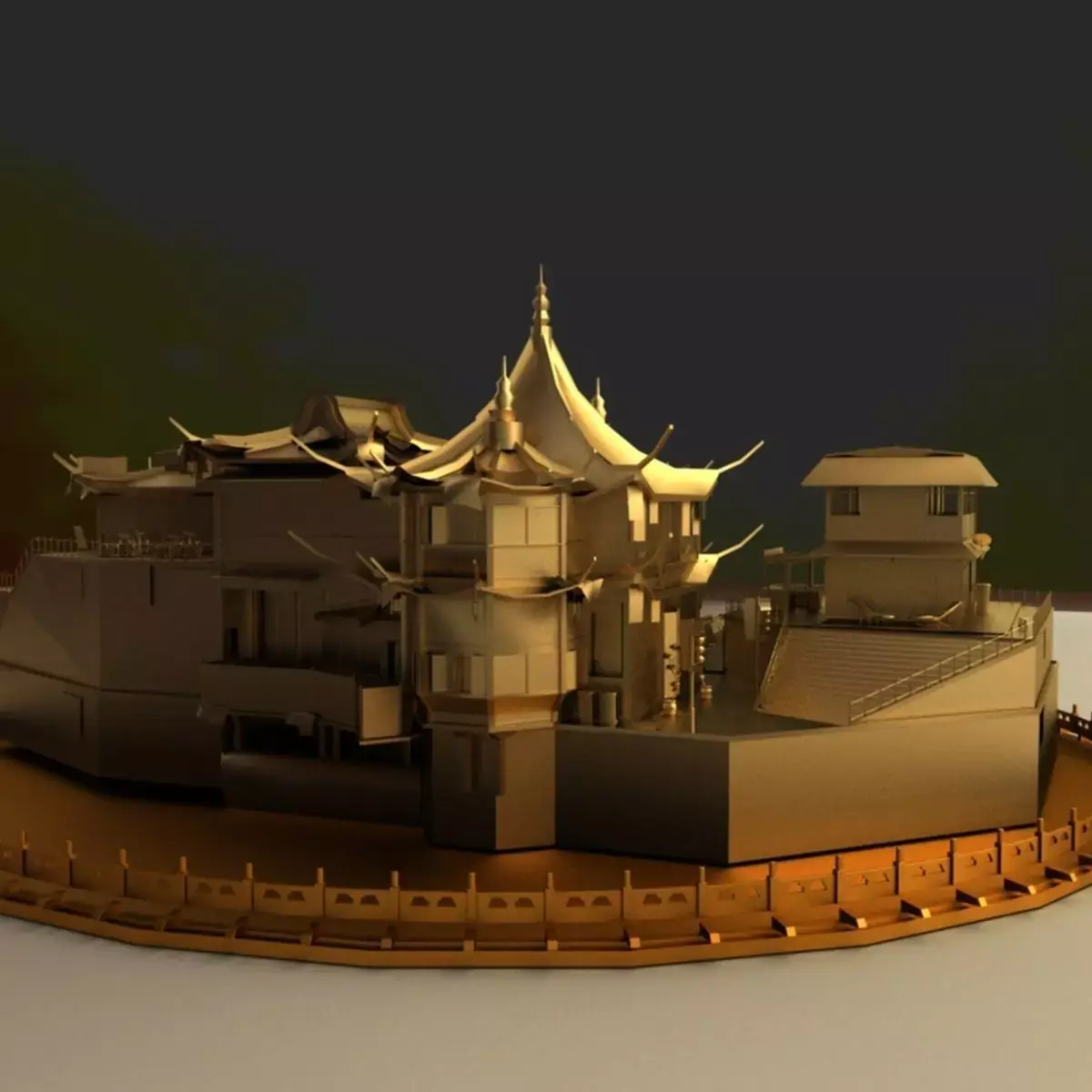 Chinese Ancient House 3D model 10