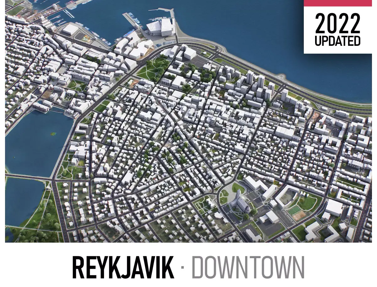 Reykjavik Low-poly 3D model