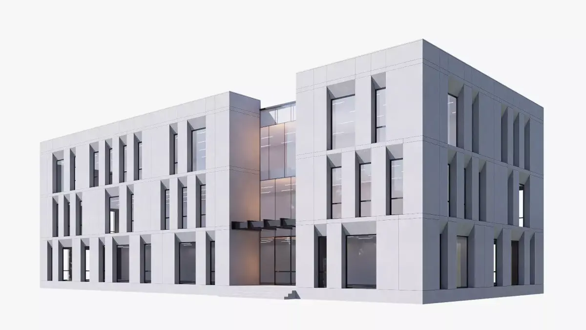 commercial building Low-poly 3D model 6