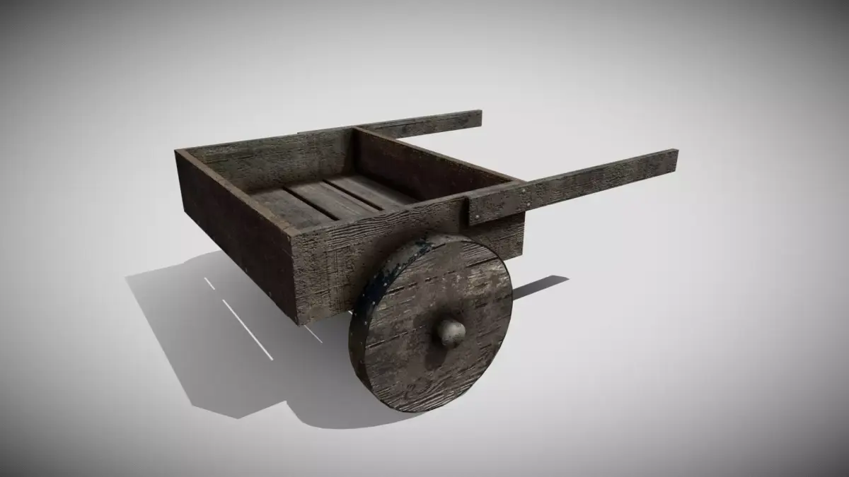 Medieval Cart Low-poly 3D model 8