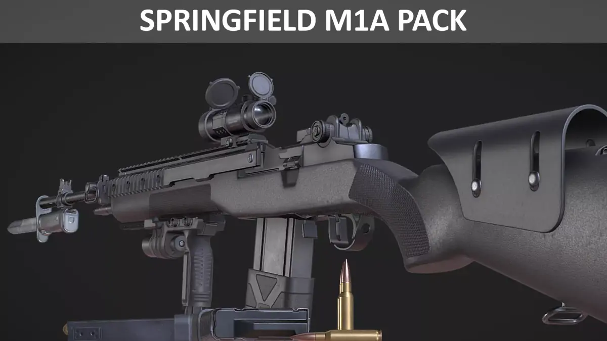 Springfield M1A Super Match - M14 Rifle Pack - Game Asset Low-poly 3D model