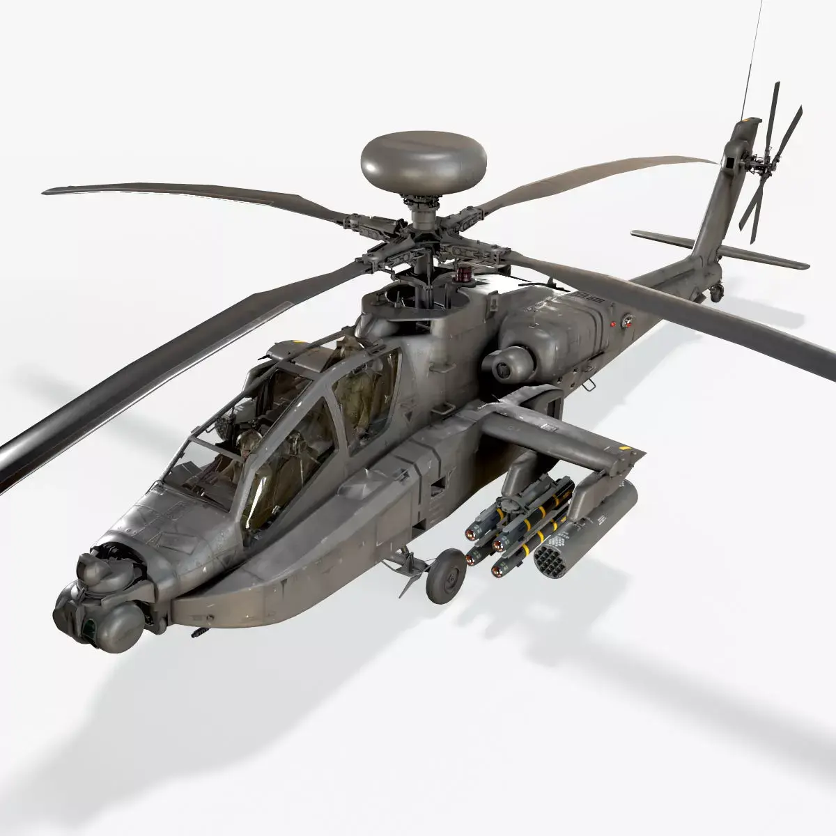 Apache AH-64D US Army Basic Animation Low-poly 3D model