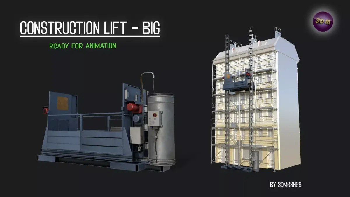 Construction Lift - Big Version Low-poly 3D model