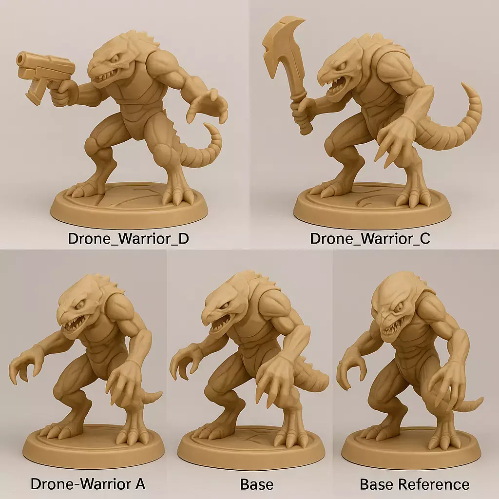 Drone Warrior 5 STL Miniatures Xeno Shock Soldiers 3D print model