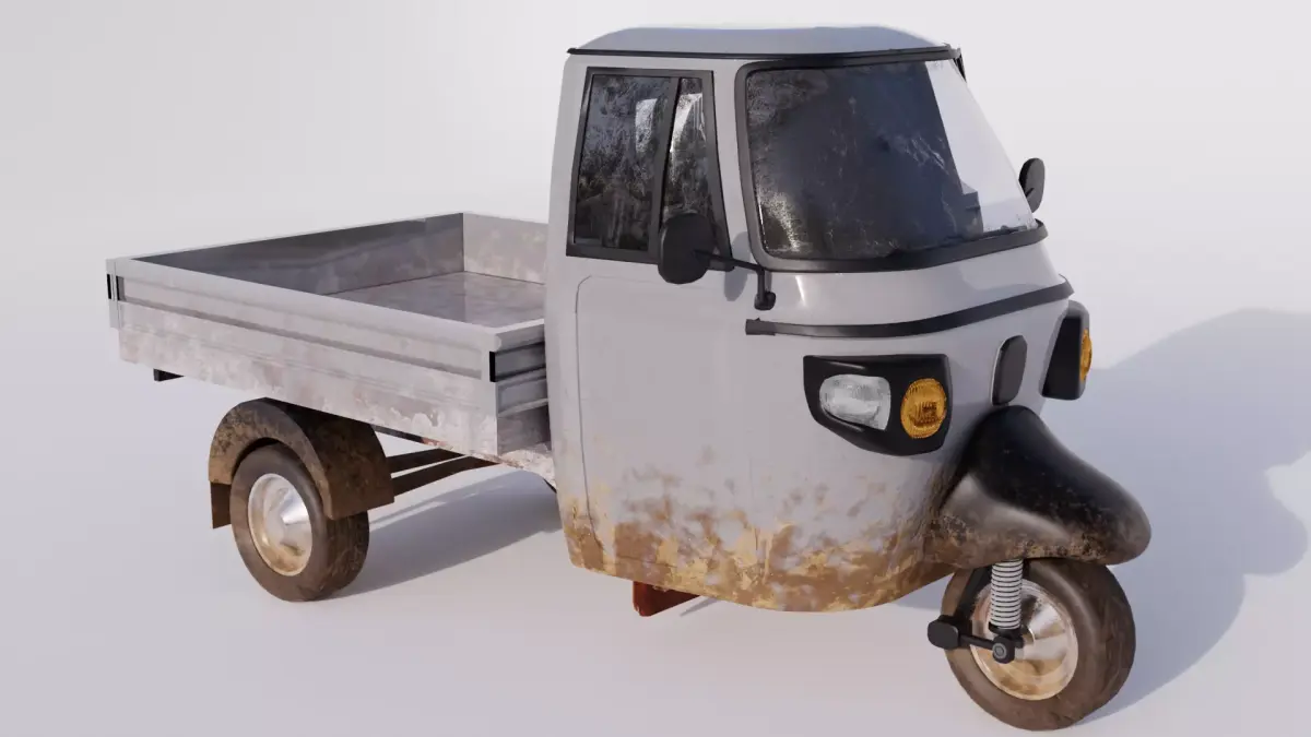Piaggio Ape 3 Wheel Pickup Realistic Versatile 3D Model  Low-poly 3D model