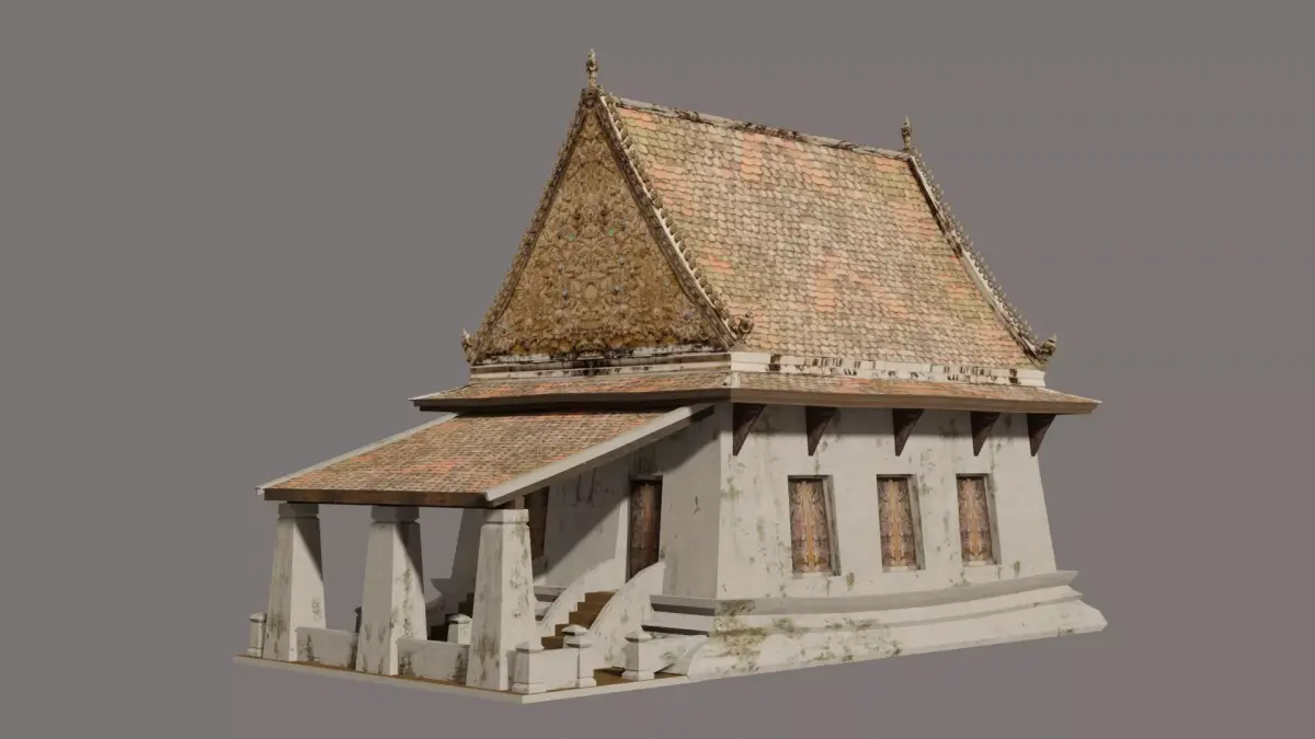 Ancient-thai temple Low-poly 3D model