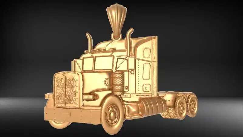 Semi Trailer Truck Pendant Necklace Jewelry 3D print model