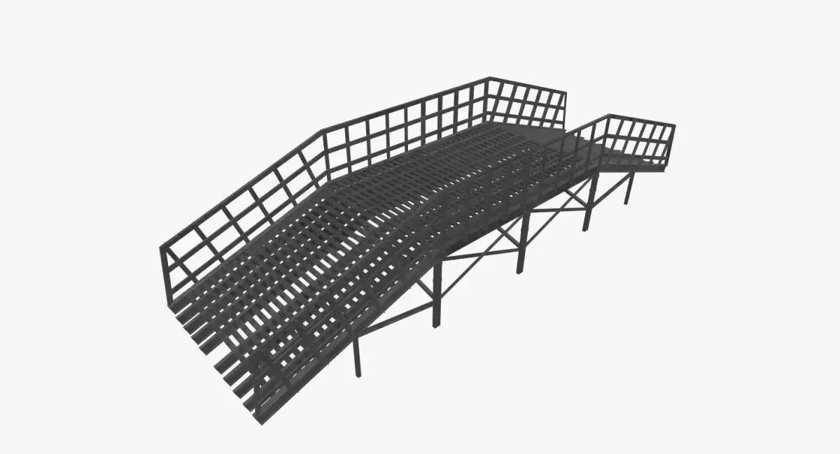 Estacade metal ramp Low-poly 3D model