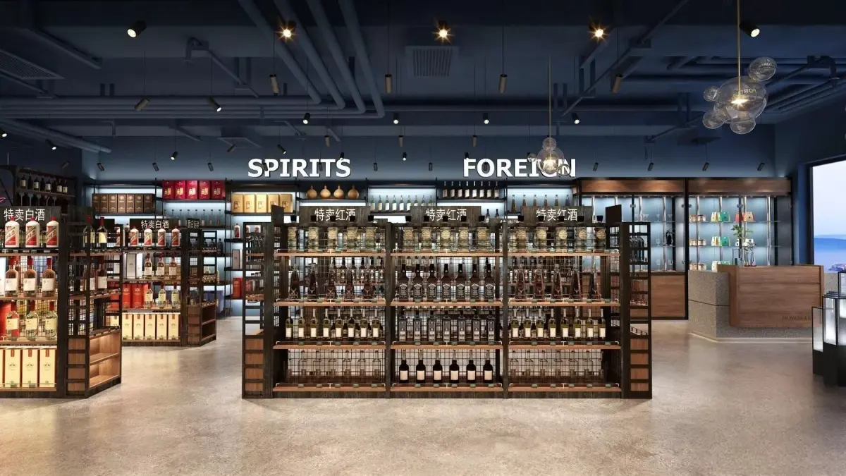 High-end liquor  wine retail store interior  3D model