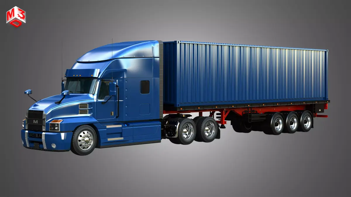 Anthem 64T with 3-Axle Container Trailer 3D model
