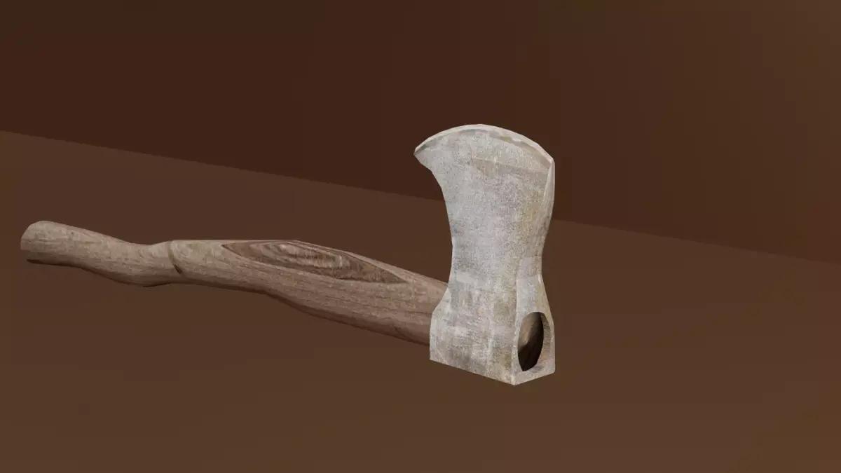 Battled axe Low-poly 3D model