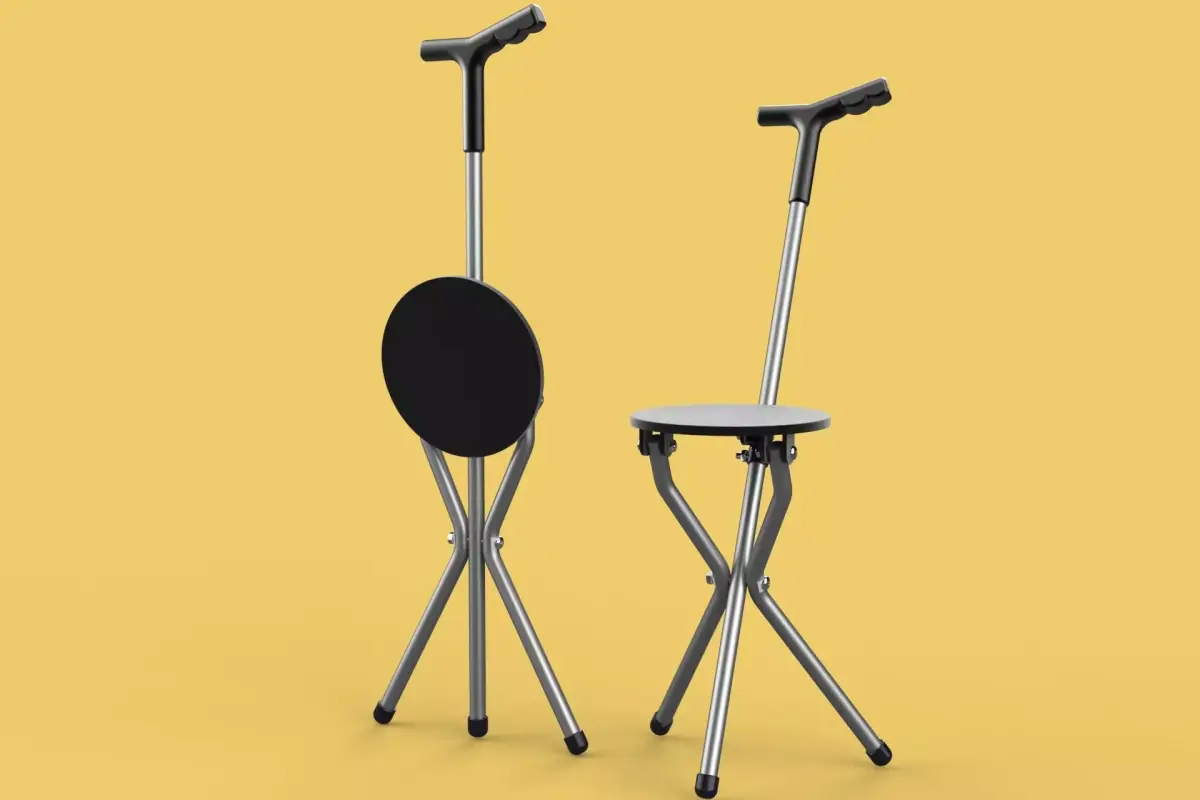 WALKER STICK CANE CHAIR SEAT STOOL TREKKING POLE FOLDING COMPACT 3D model