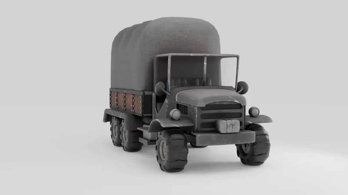 Truck old with canvas cover 3D model