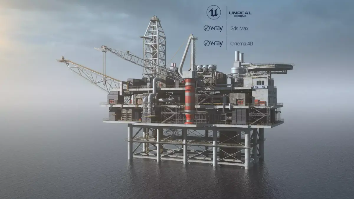 oil platform 3D model 4