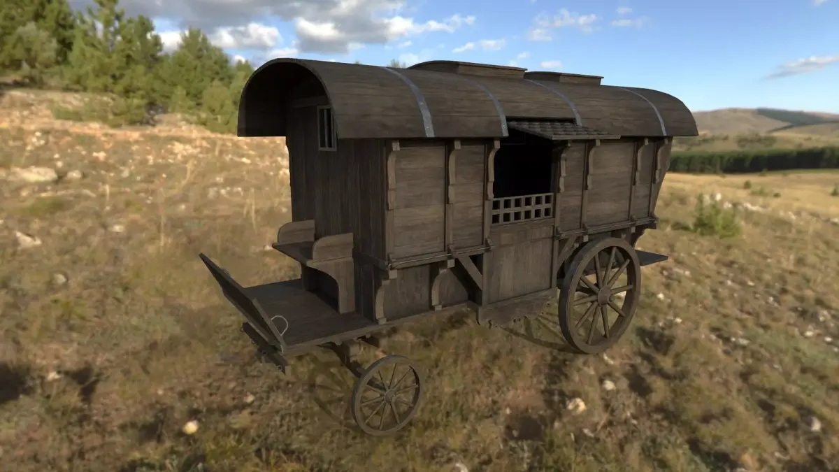 Realistic Medieval Merchant Wagon Low-poly 3D model