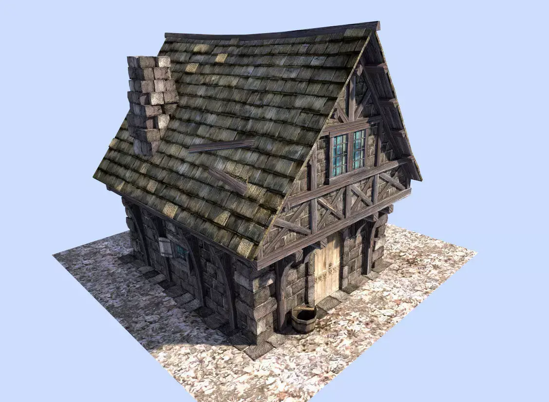 medieval style house Low-poly 3D model
