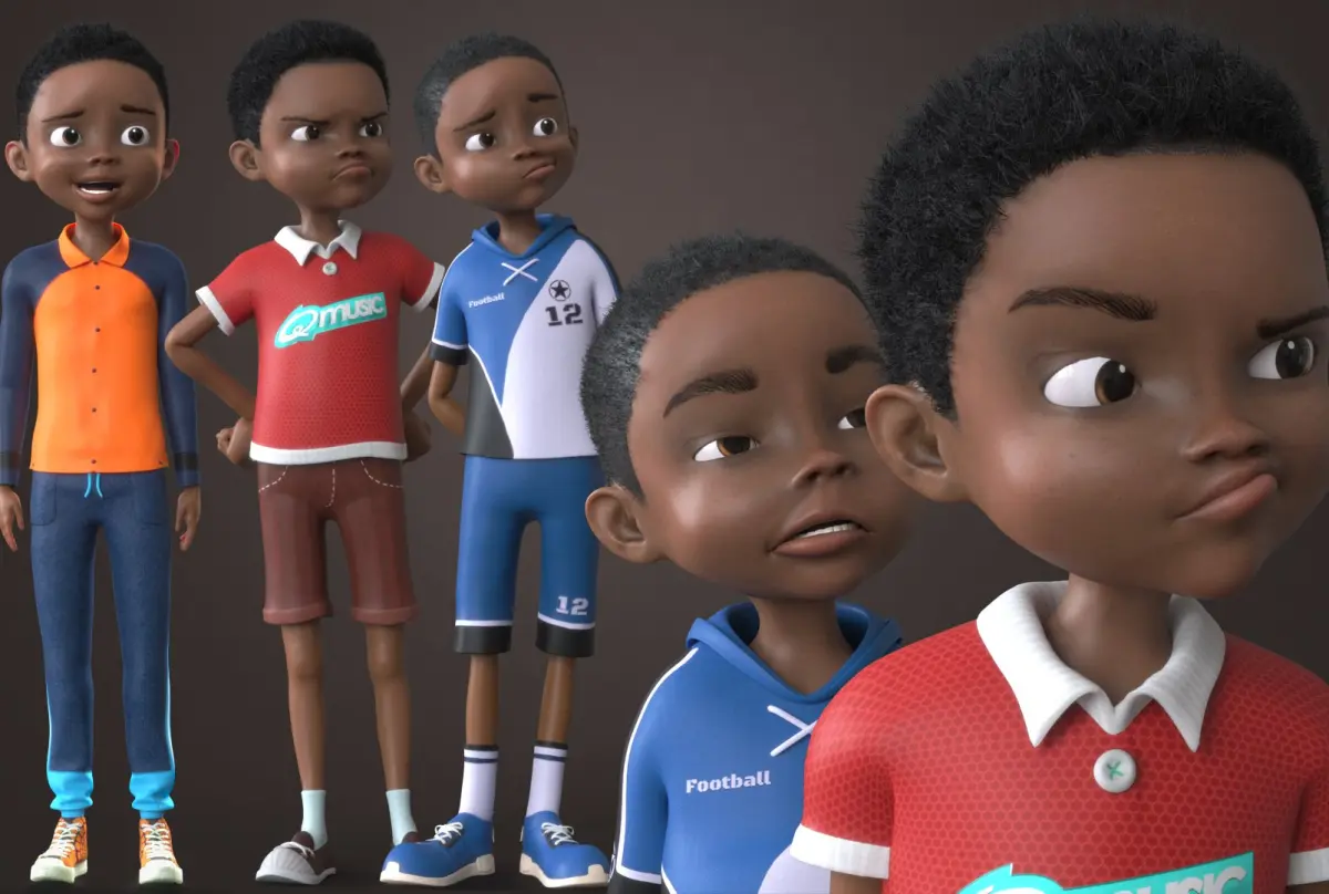 AFRO BOY- CARTOON RIGGED BLACK BOY(1) 3D model