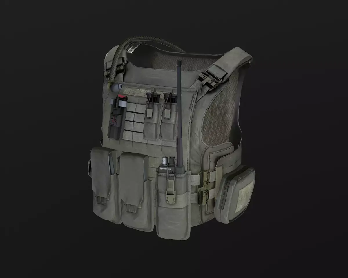 Tactical vest Low-poly 3D model 6
