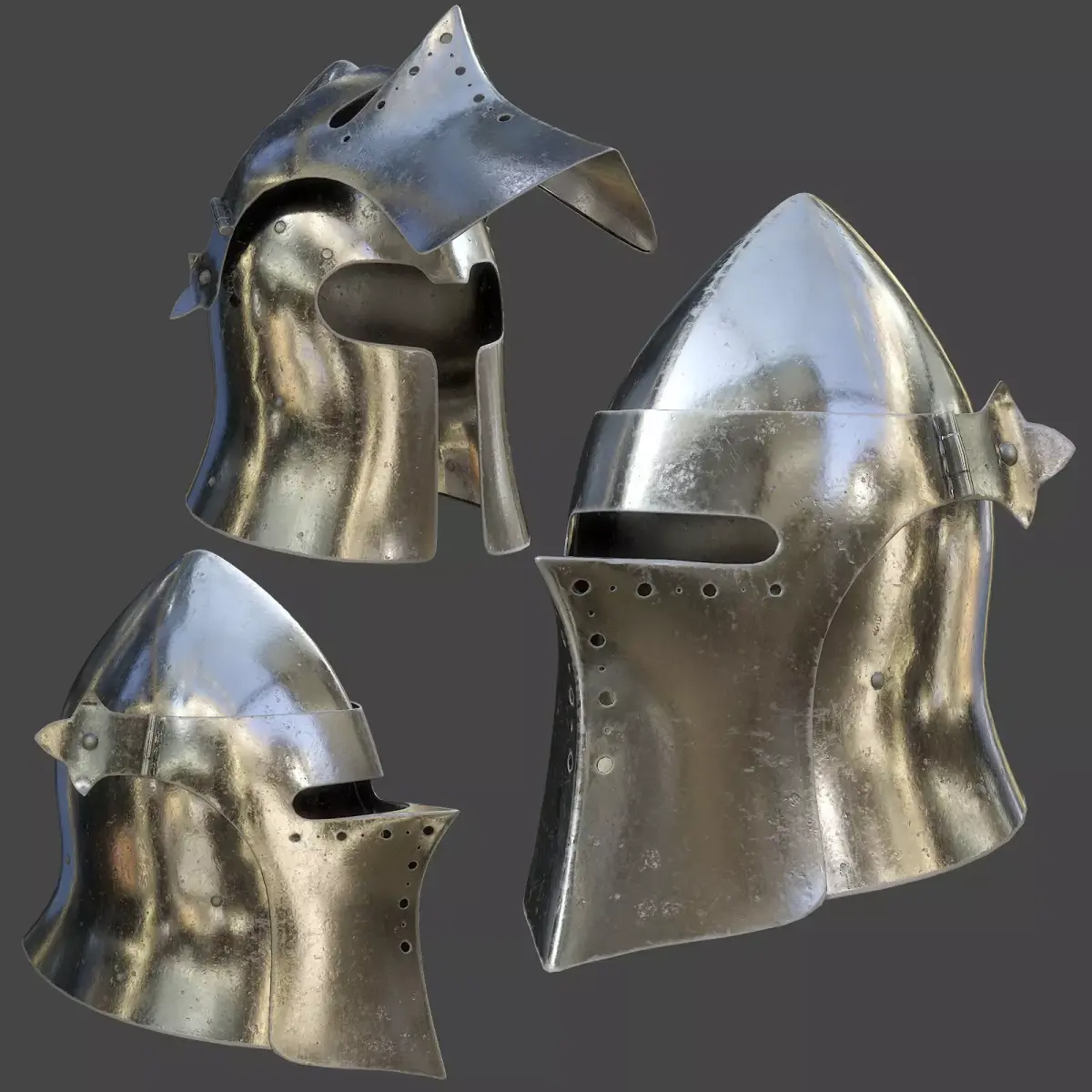 Visored Barbuta Helmet Low-poly 3D model purchase