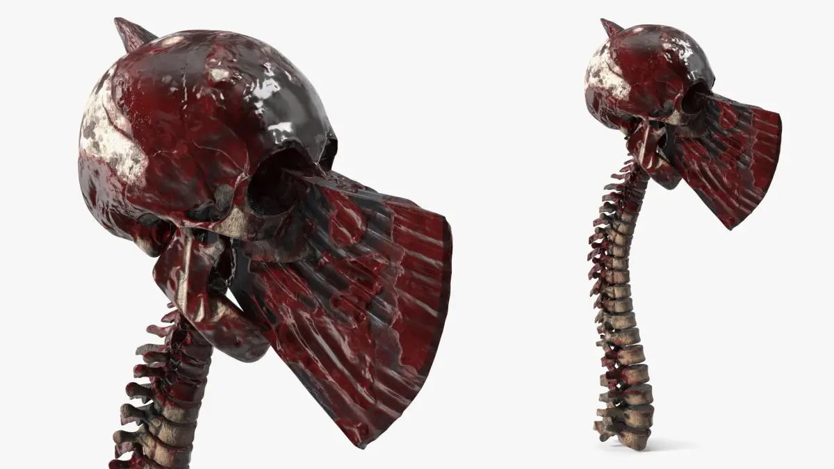 Ritual Skull Spine Axe 3D model