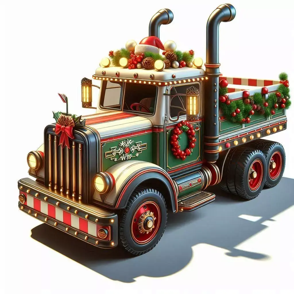 3D Winter Christmas Delivery Truck Scene 3D print model