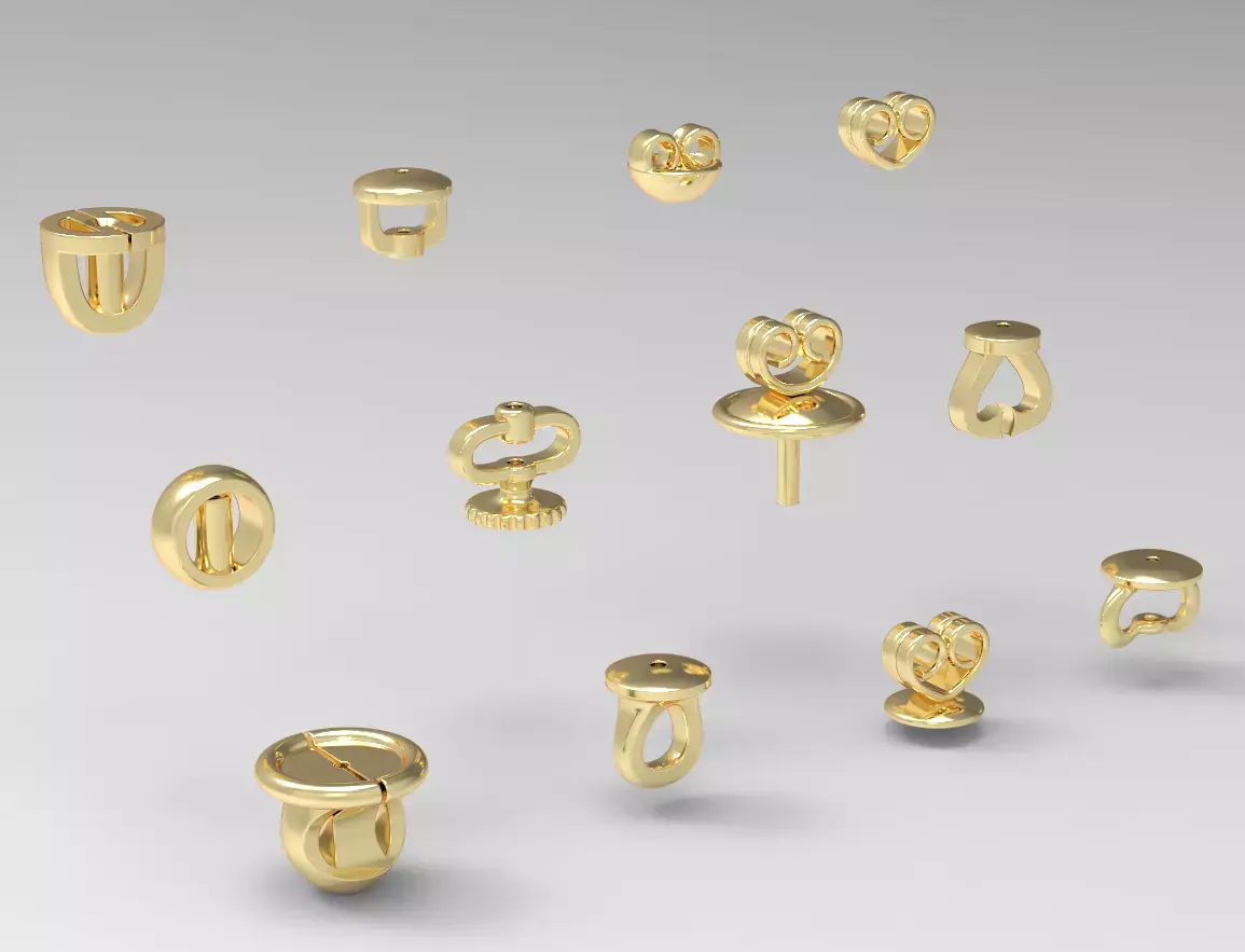 Set of earring back 3D print model