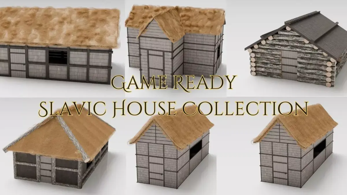 Slavic Houses Collection Low-poly 3D model