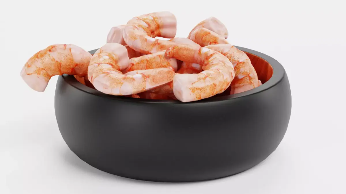 Shrimps in Bowl - Realistic Seafood Serving Scene 3D model
