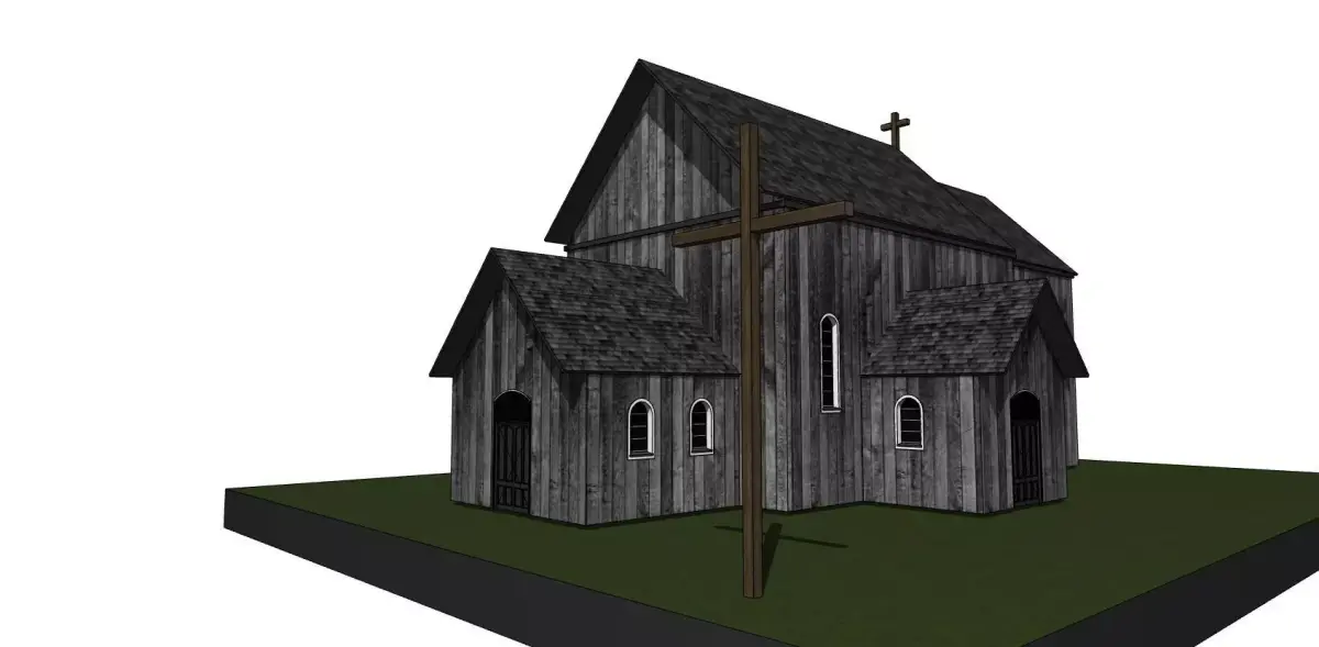 wooden church 3D model