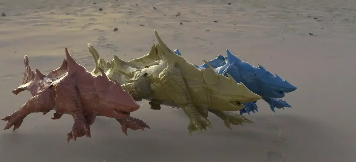 Megalodon Dragon Hybrid 3 model collection with UVs 3D 3D model