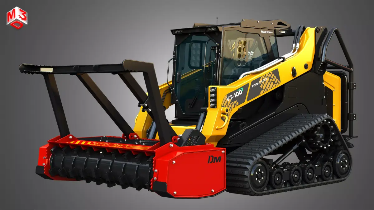 VT-100 Compact Track Loader with Forestry Package - Drum Mulcher 3D model