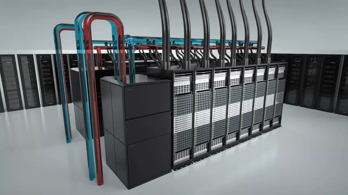 AI Data Center Liquid Cooling Cluster Rack System with PBR  3D model